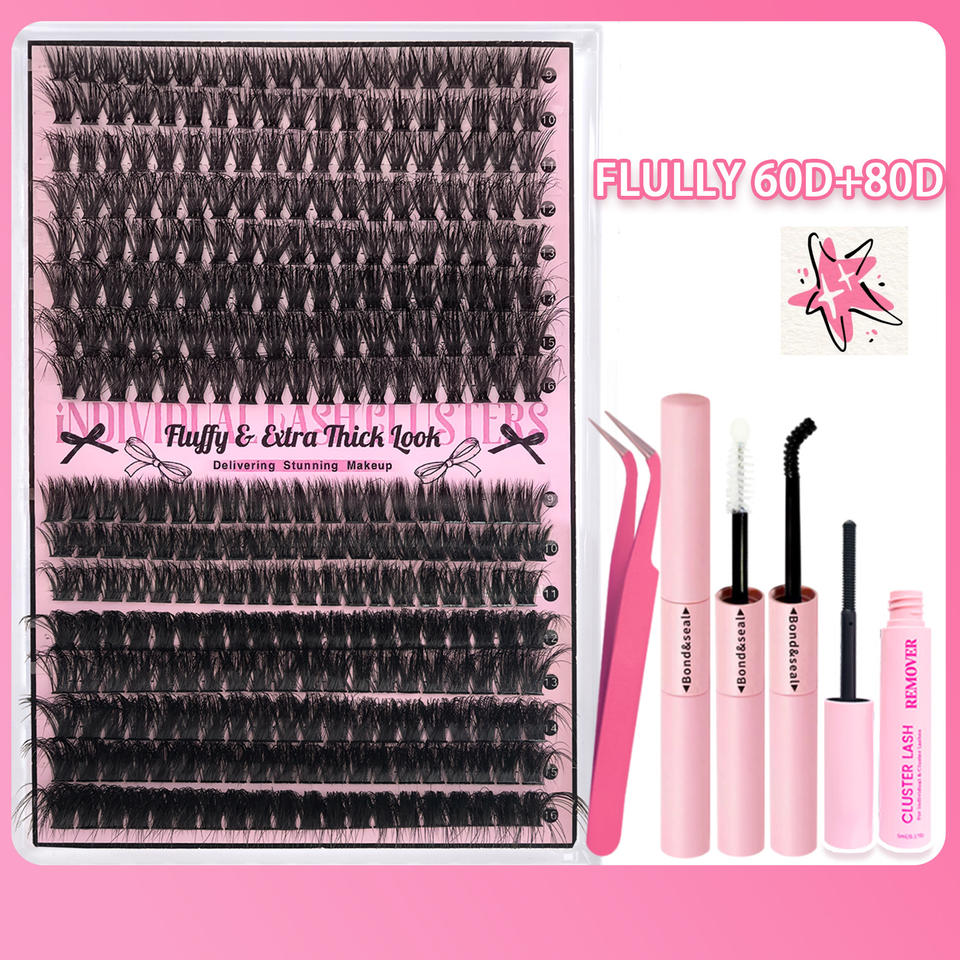 Professional 320pcs DIY Lash Cluster Kit with Bond & Seal - Salon Quality Eyelash Extensions at Home
