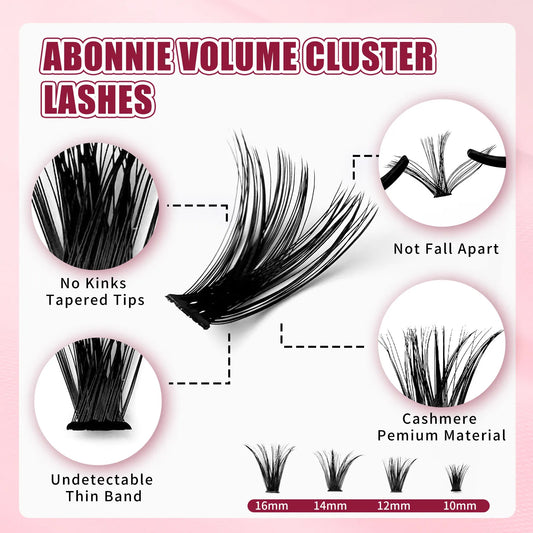 Abonnie DIY Lash Extension Kit - Fluffy Mink Lash Clusters (Full SKU Collection)