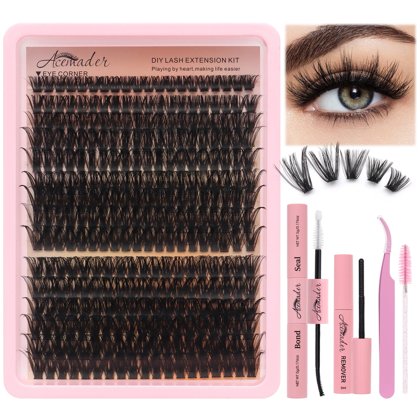 Entry-Level B2B Sample Pack: 261-Cluster DIY Lash Spa Kit with FREE Handmade Straw Bag