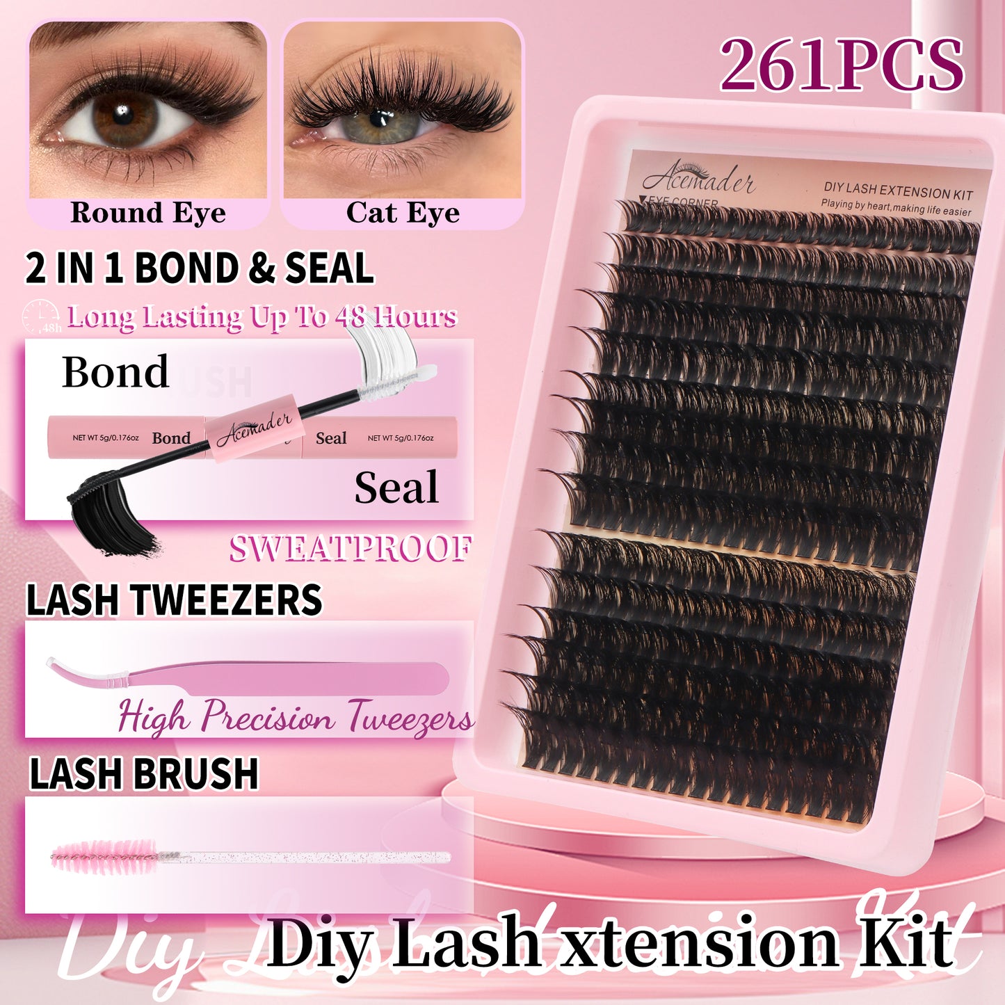 Entry-Level B2B Sample Pack: 261-Cluster DIY Lash Spa Kit with FREE Handmade Straw Bag