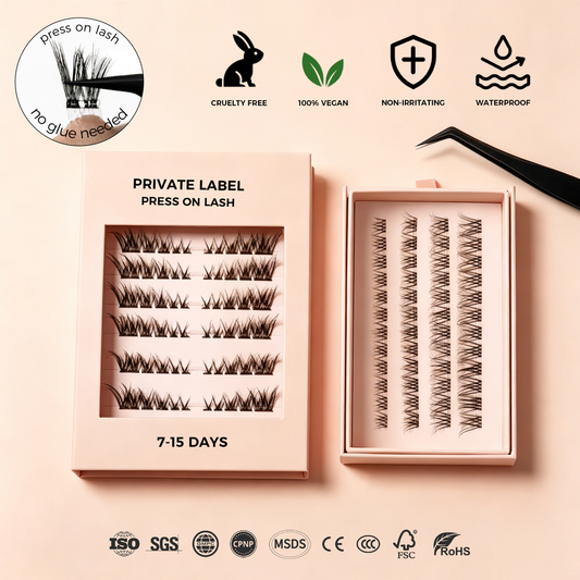 Revolutionary Self-Adhesive Press-On Lash Clusters - No Glue Needed, 15-Day Wear, Reusable