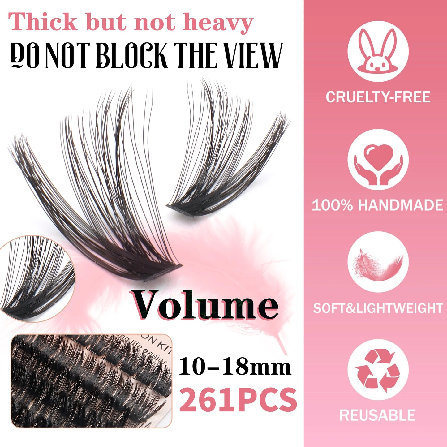 UCharmLashes™ Ultimate DIY Lash Spa Kit - 261pcs 80D/100D Mixed + Handmade Woven Tote Bag