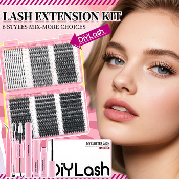 Premium Manga Lash Extension DIY Kit - Angel Style Whispy Clusters with Bond, Seal, and Tweezer Set