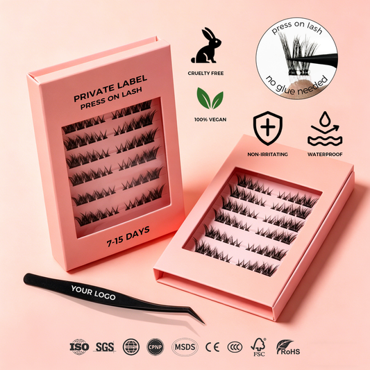 Revolutionary Self-Adhesive Press-On Lash Clusters - No Glue Needed, 15-Day Wear, Reusable