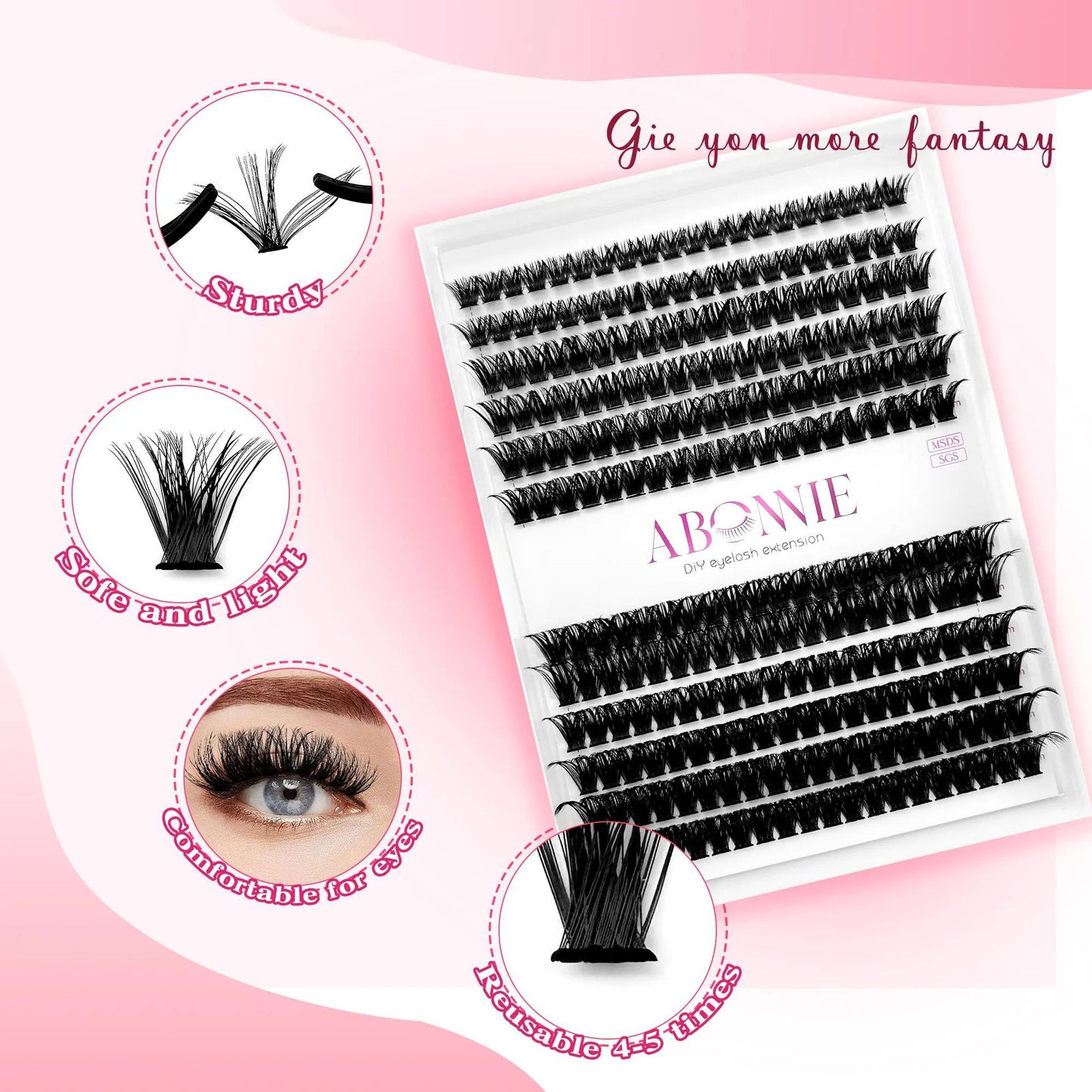Abonnie DIY Lash Extension Kit - Fluffy Mink Lash Clusters (Full SKU Collection)