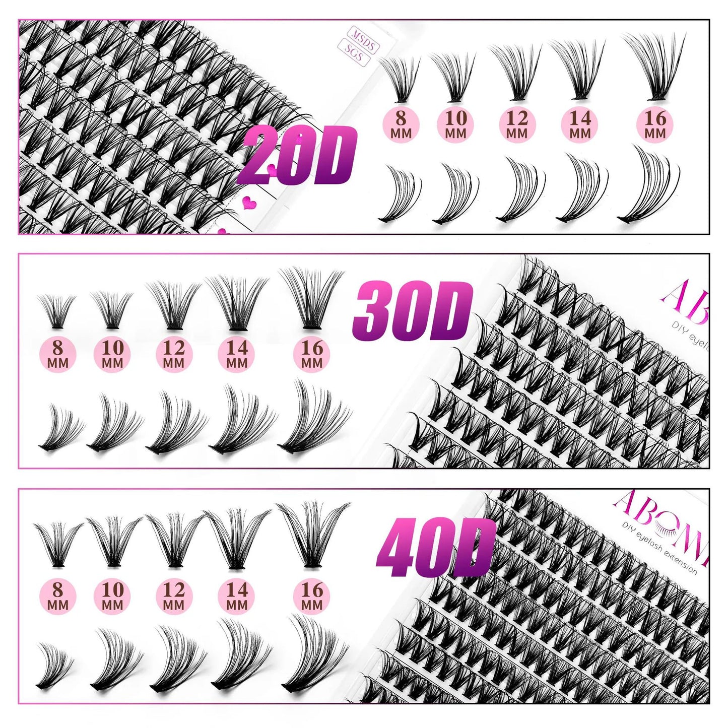 Abonnie DIY Lash Extension Kit - Fluffy Mink Lash Clusters (Full SKU Collection)